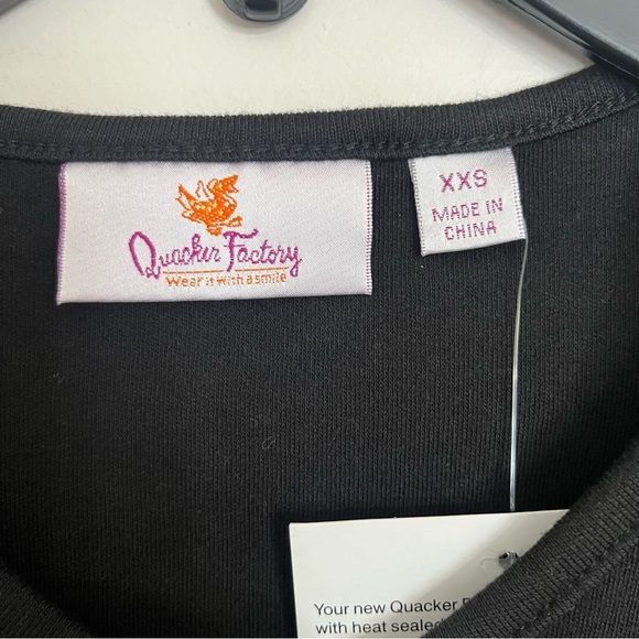 New Quacker Factory Top Women’s XXS Black Christmas Shirt Stocking Rhinestones - Picture 4 of 9